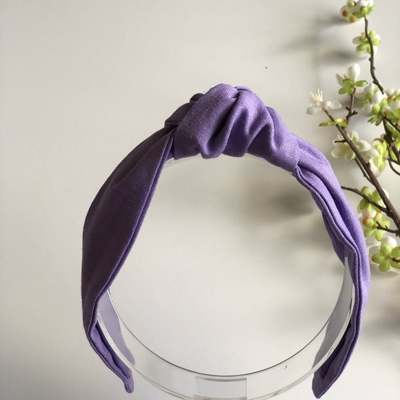 Yobys' Floral Violet Linen Knot Headband - Picture 4 of 8